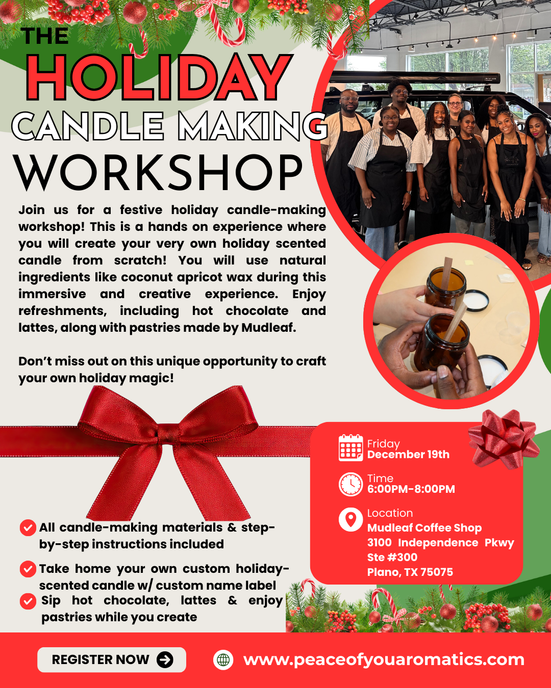 🎄The Holiday Candle Making Workshop 🎄12/19/2025 6-8pm